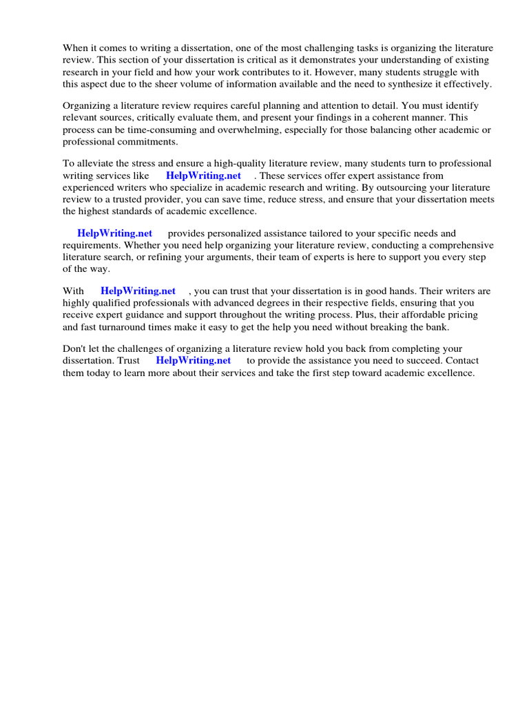 How To Organize Literature Review For Dissertation PDF Thesis