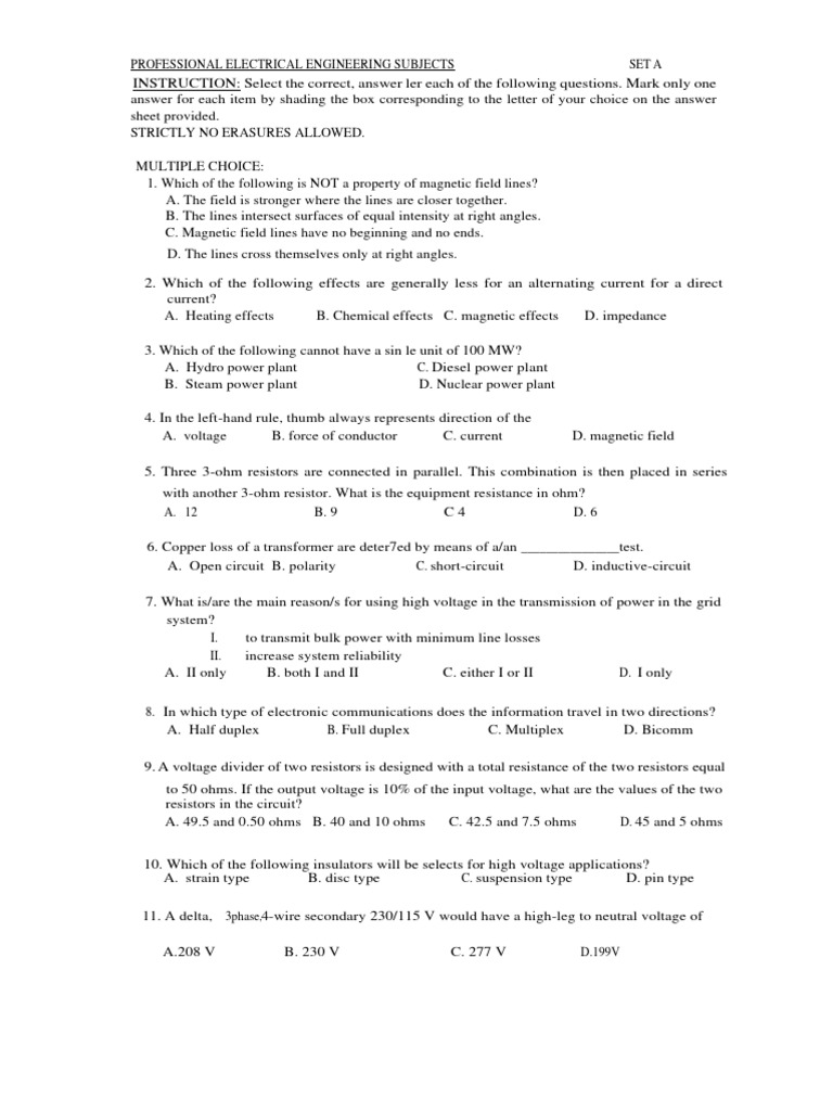 Electrical Engineering Exam Questions | PDF | Resistor | Electric Motor