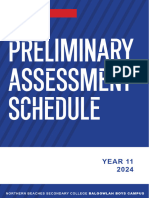 2024 Year 11 Preliminary Assessment Schedule