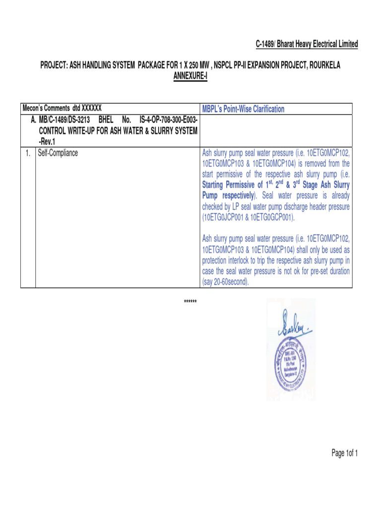 Ash Handling System Control Write-Up | PDF | Electric Power | Hydraulics