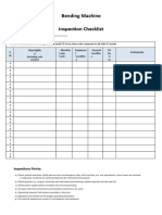 Bending Machine Inspection Checklist