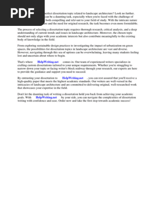 Dissertation Topics Related to Landscape Architecture