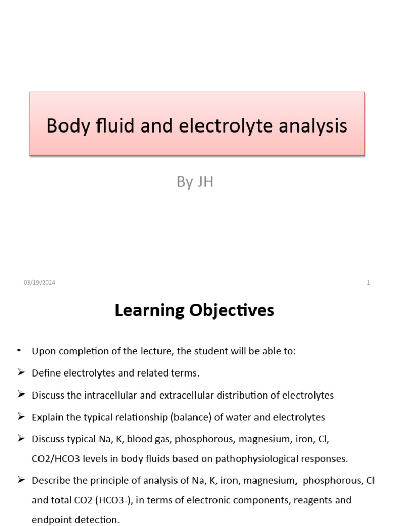 Electrolyte and Fluid Balance Guide | PDF | Bicarbonate | Electrolyte