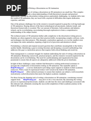 Dissertation on 3d Animation