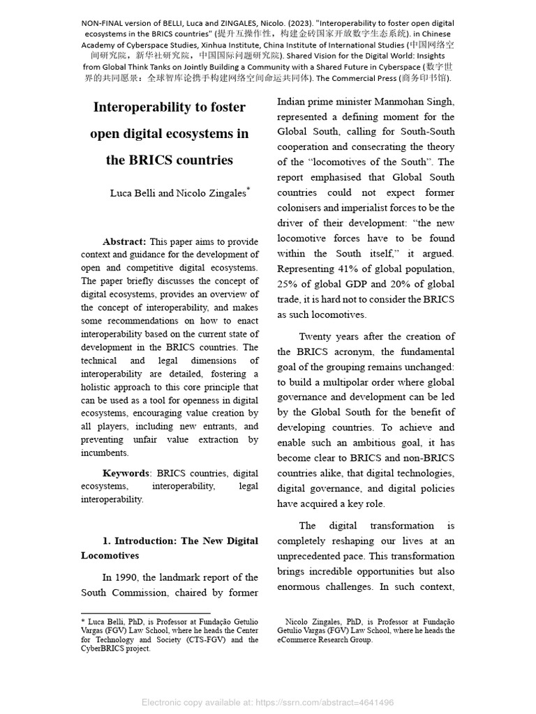 Interoperability in BRICS Digital Ecosystems | PDF | Interoperability ...