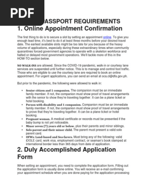 LIST OF PASSPORT REQUIREMENTS