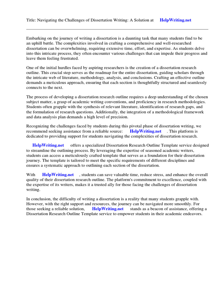 Dissertation Research Outline Template | PDF | Thesis | Essays