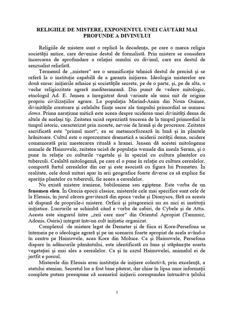 Religiile de Mistere | PDF