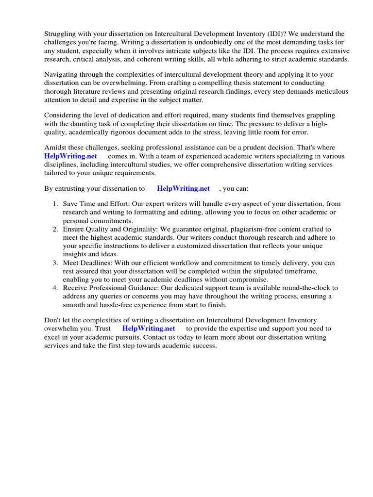 Dissertation Intercultural Development Inventory Download Free Pdf