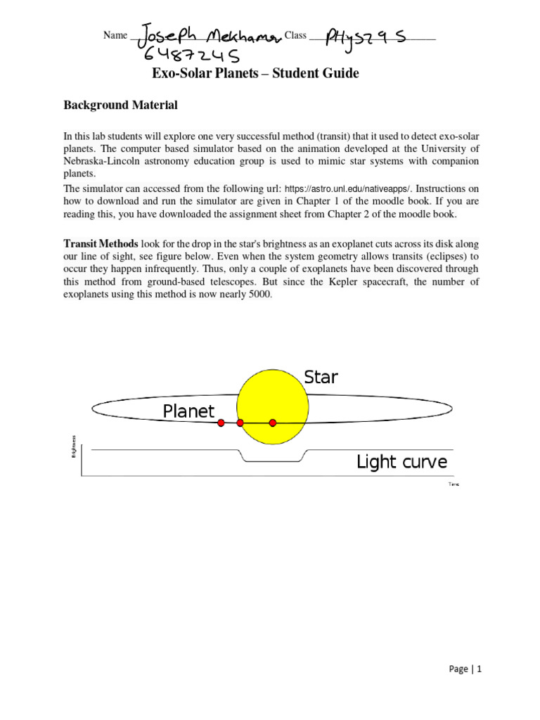 Exo-Solar Planet Transit Simulation Guide | PDF | Orbit | Outer Space