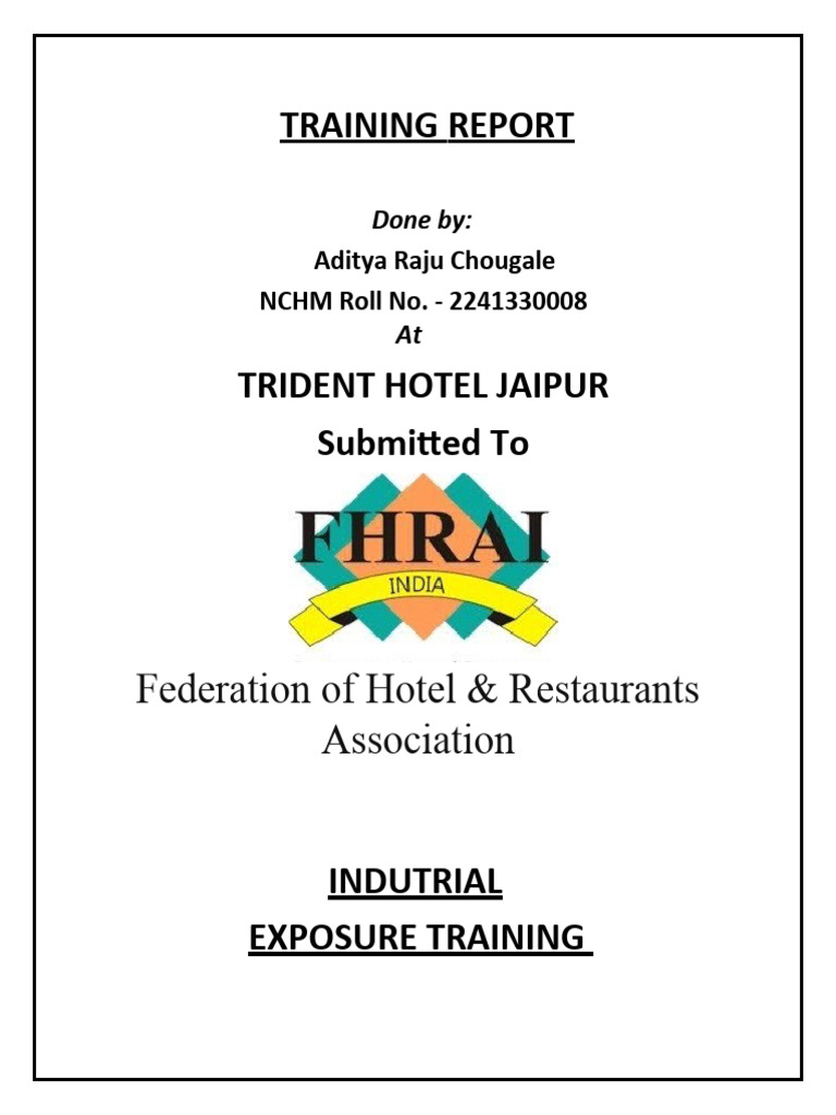 Trident Hotel Jaipur Training Report | PDF | Housekeeping | Chef