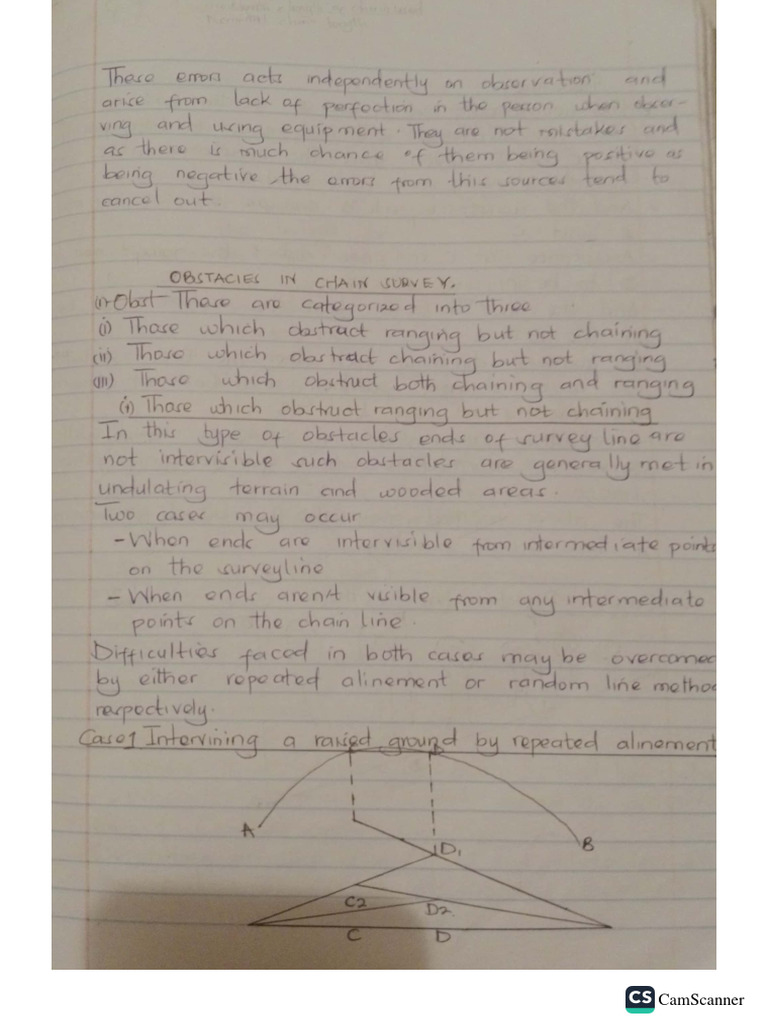 Survey Notes On Obstacles in Chain Survey and Levelling PDF