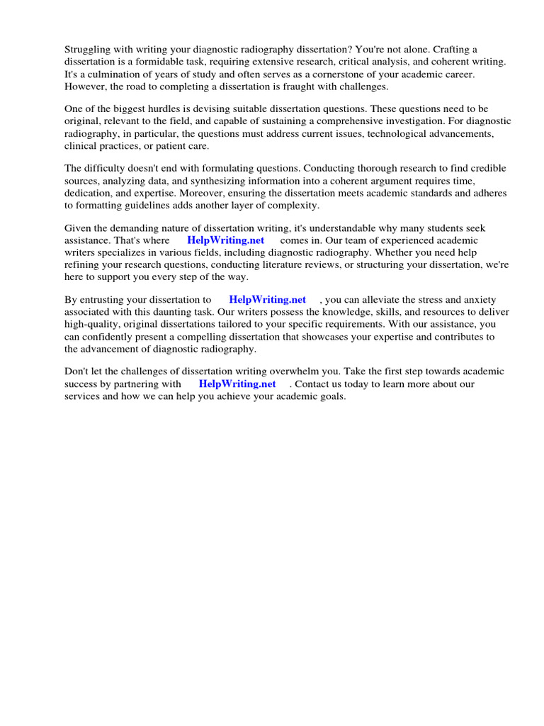 Diagnostic Radiography Dissertation Questions PDF Medical Imaging