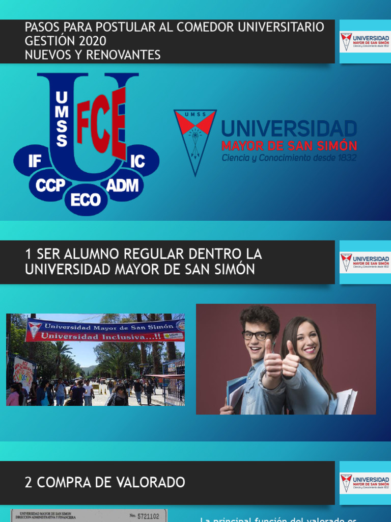 00 Pasos para Postular Al Comedor Universitario Gestión 2020 18D | PDF ...