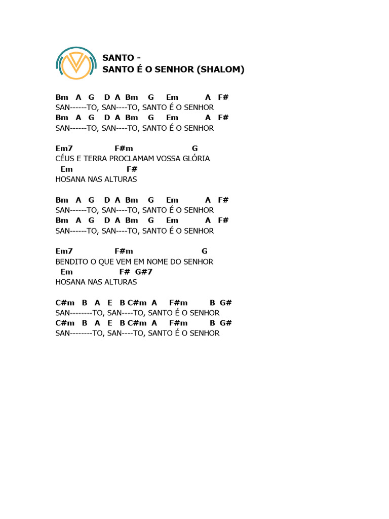 Santo é o Senhor - Letra e Cifras | PDF