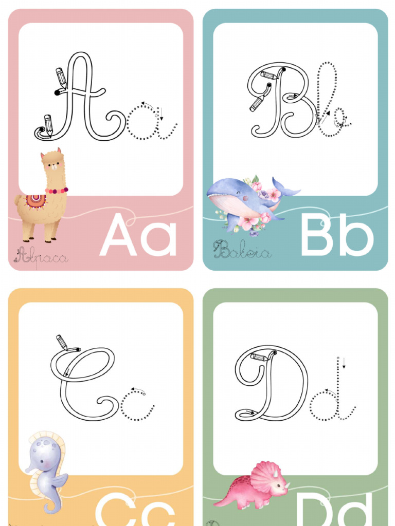 Flash-Cards CALIGRAFIA Gratuitos Alfabeto de Letra Cursiva | PDF