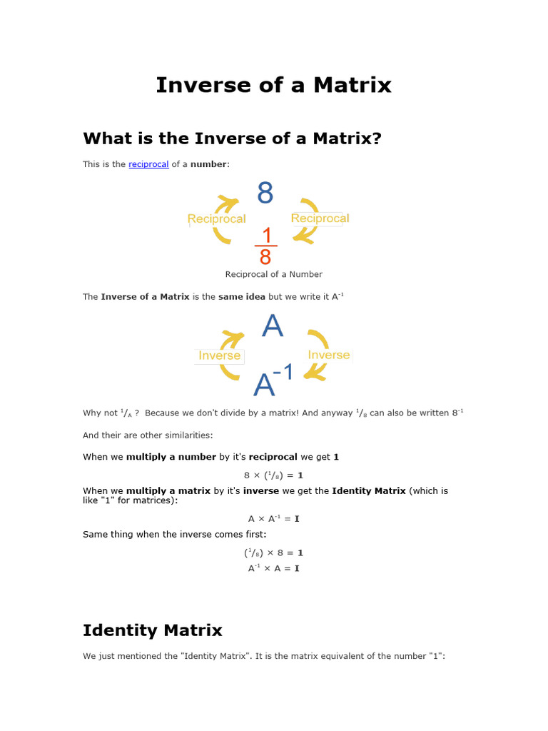 Lesson10 Matrices Inverse March7 2024 | PDF | Matrix (Mathematics ...