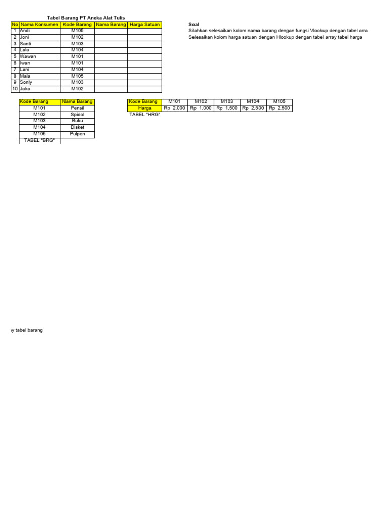 Bahan praktik vlookup dan hlookup pdf