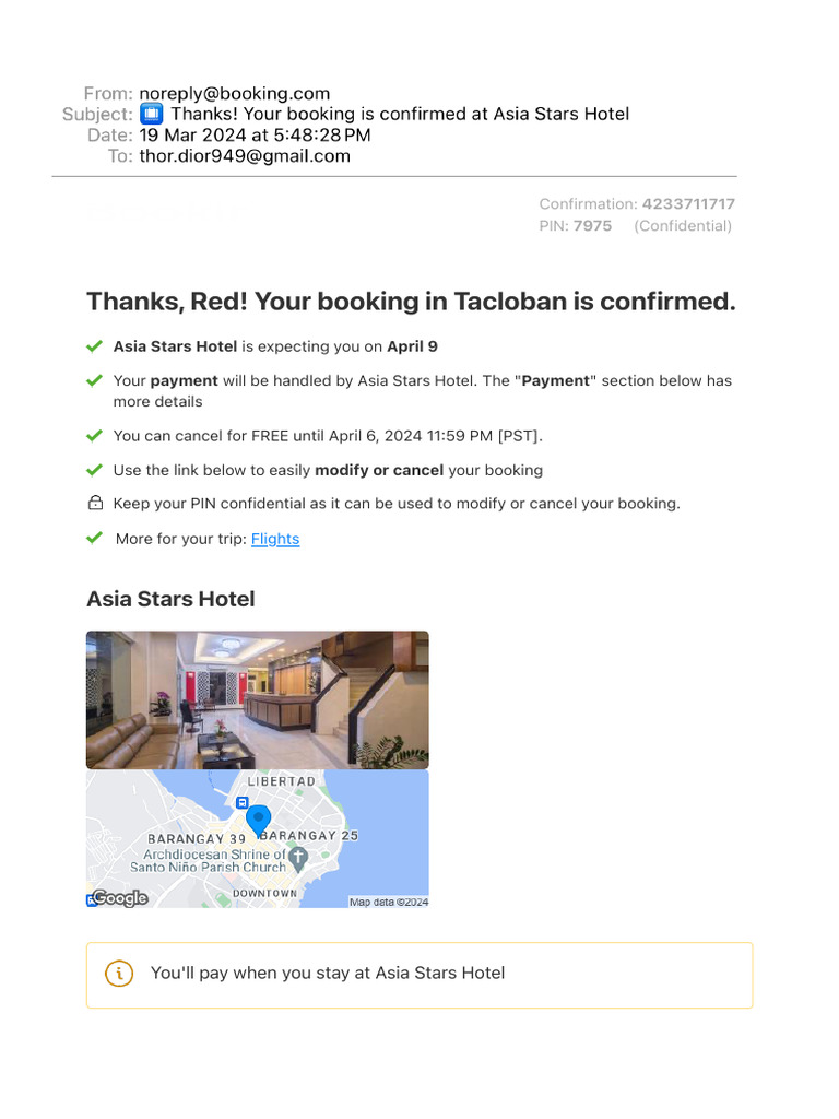 Thanks your booking is confirmed at asia stars hotel pdf booking