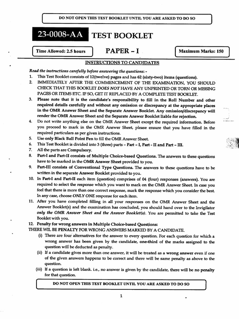 Asst Director Paper I | PDF