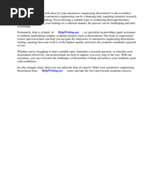 Automotive Engineering Dissertation Ideas