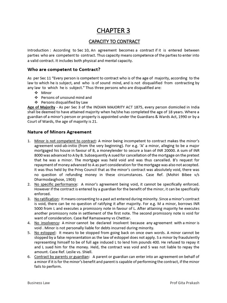 Capacity to Contract in Business Law | PDF | Estoppel | Law Of Agency