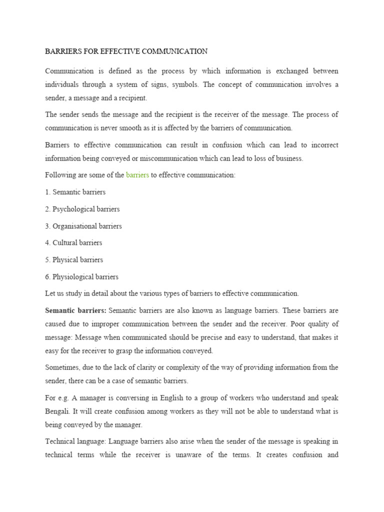 Overcoming Communication Barriers | PDF | Communication | Information