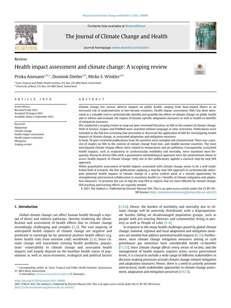 Health Impact Assessment and Climate Change | PDF | Intergovernmental ...