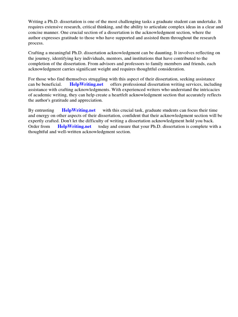 Phd Dissertation Acknowledgement Example | PDF | Thesis | Doctor Of ...
