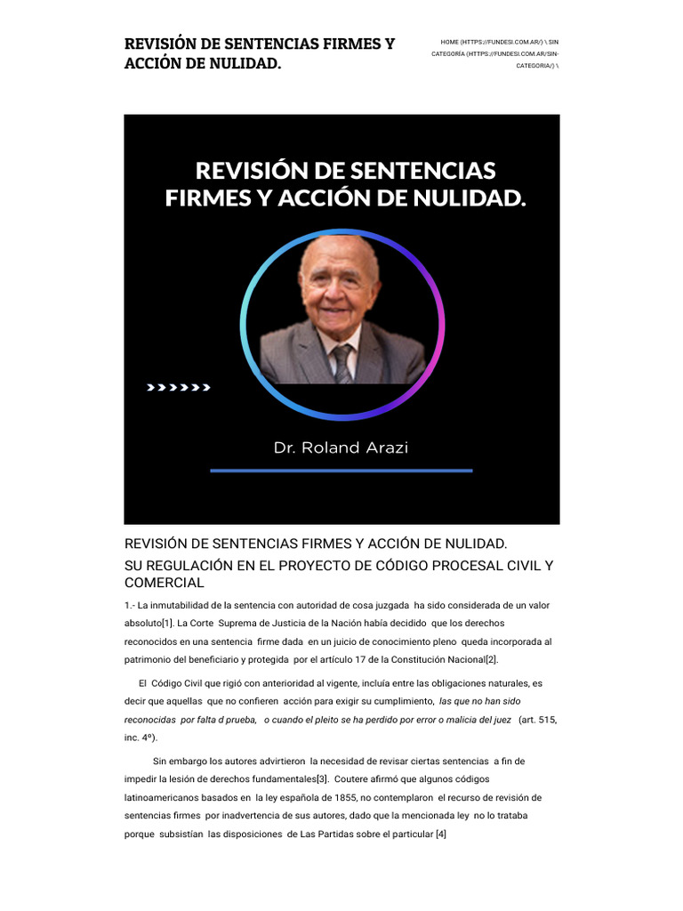 REVISIÓN DE SENTENCIAS FIRMES Y ACCIÓN DE NULIDAD. - Fundesi | PDF