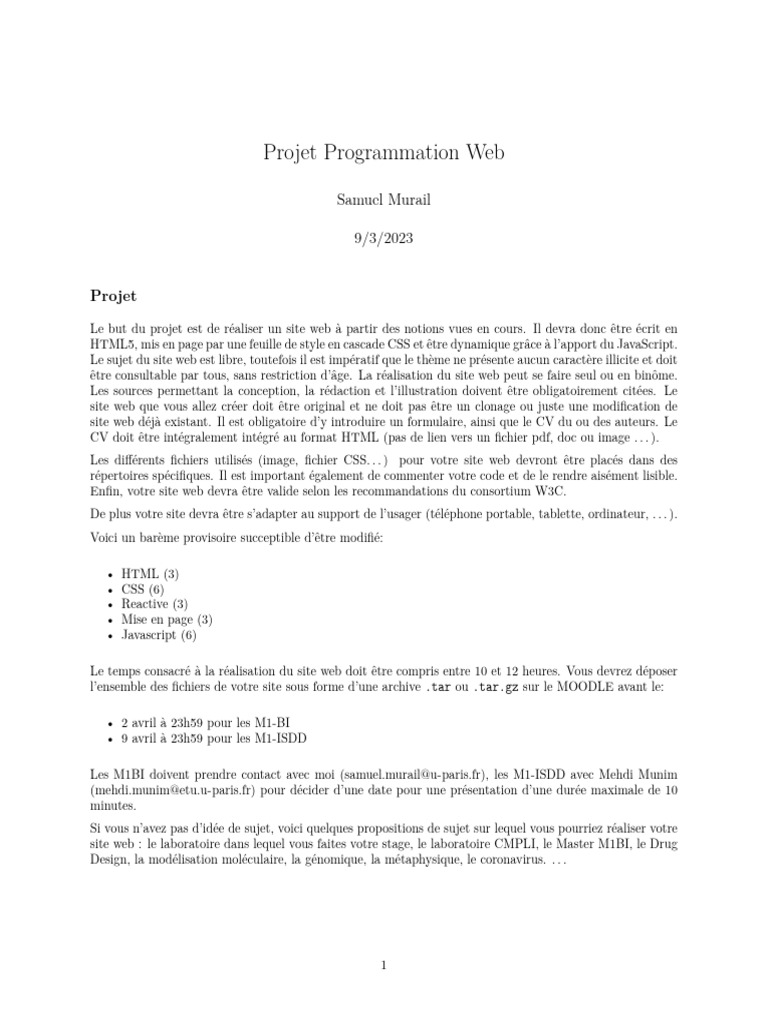 Projet de création d'un site web | PDF | Internet | Internet et Web
