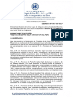 Decreto 141-560-GLP Gran Maestro de Honor Francisco de Paula Gonzalez Vigil