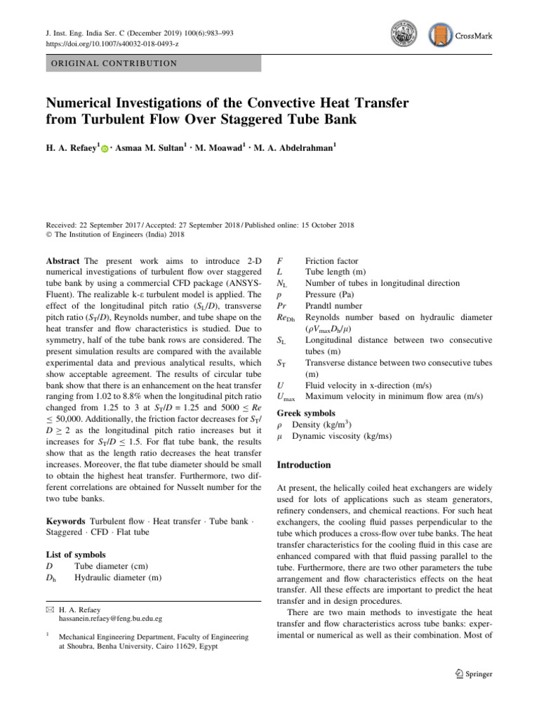 Numerical Investigations of The Convective Heat Transfer From Turbulent ...