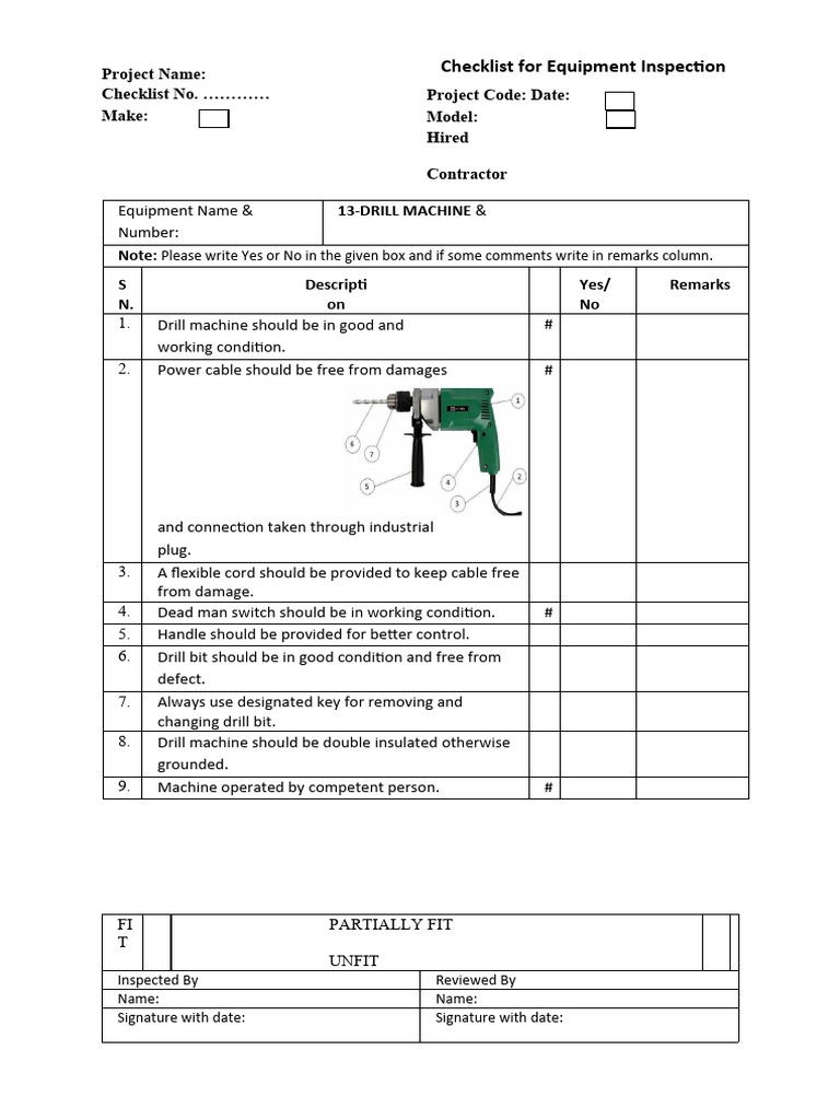 checklist-for-equipment-inspection-drill-machine-pdf