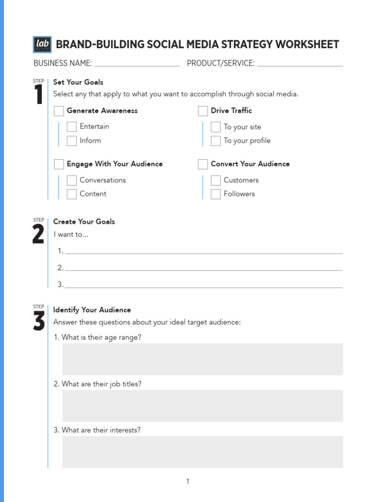 Social Media Strategy Worksheet Template | PDF | Digital Marketing ...