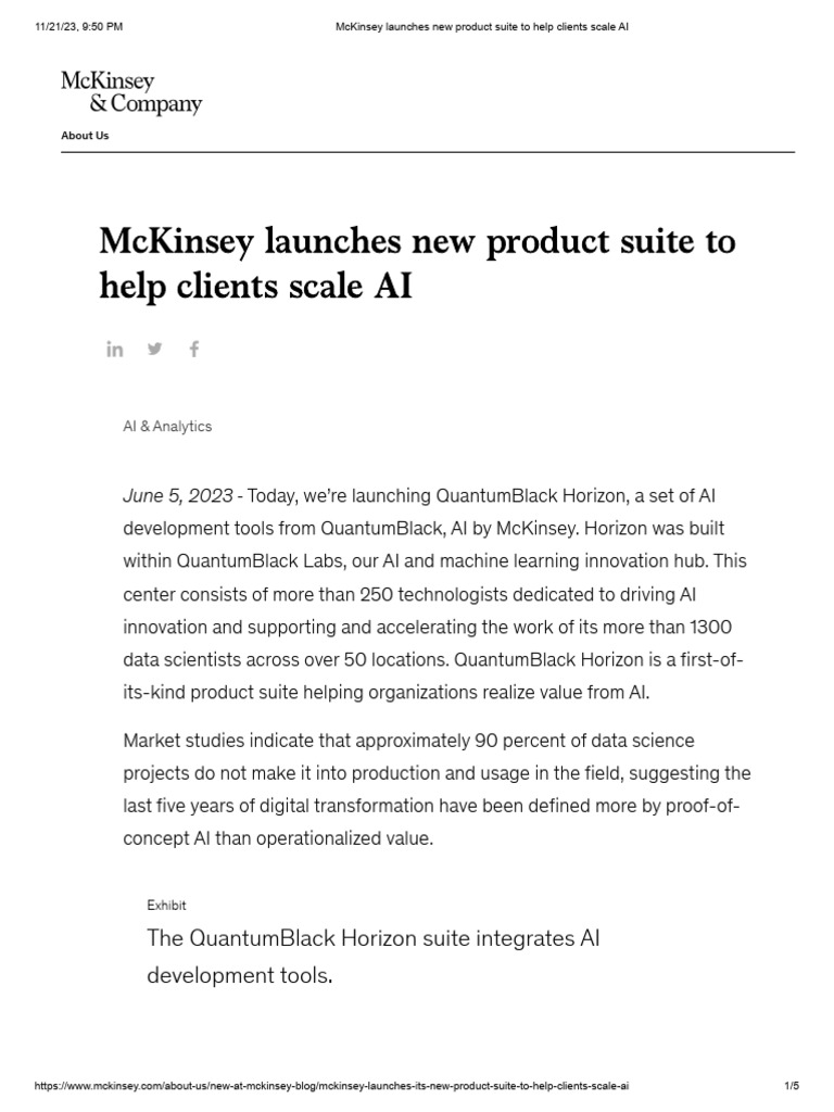 Mckinsey launches new product suite to help clients scale ai pdf