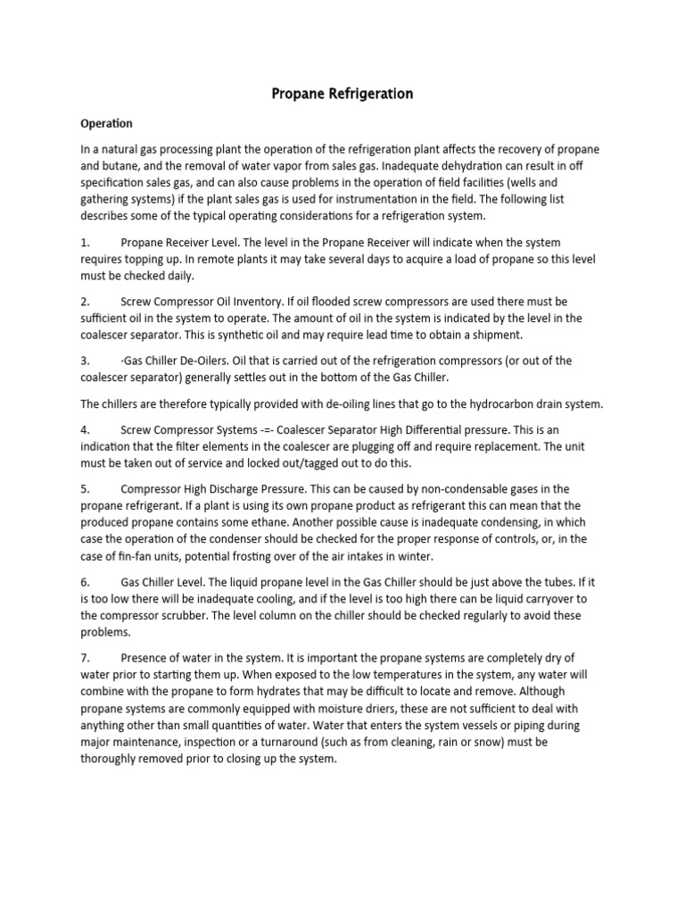 Propane Refrigeration Pdf Propane Industrial Gases