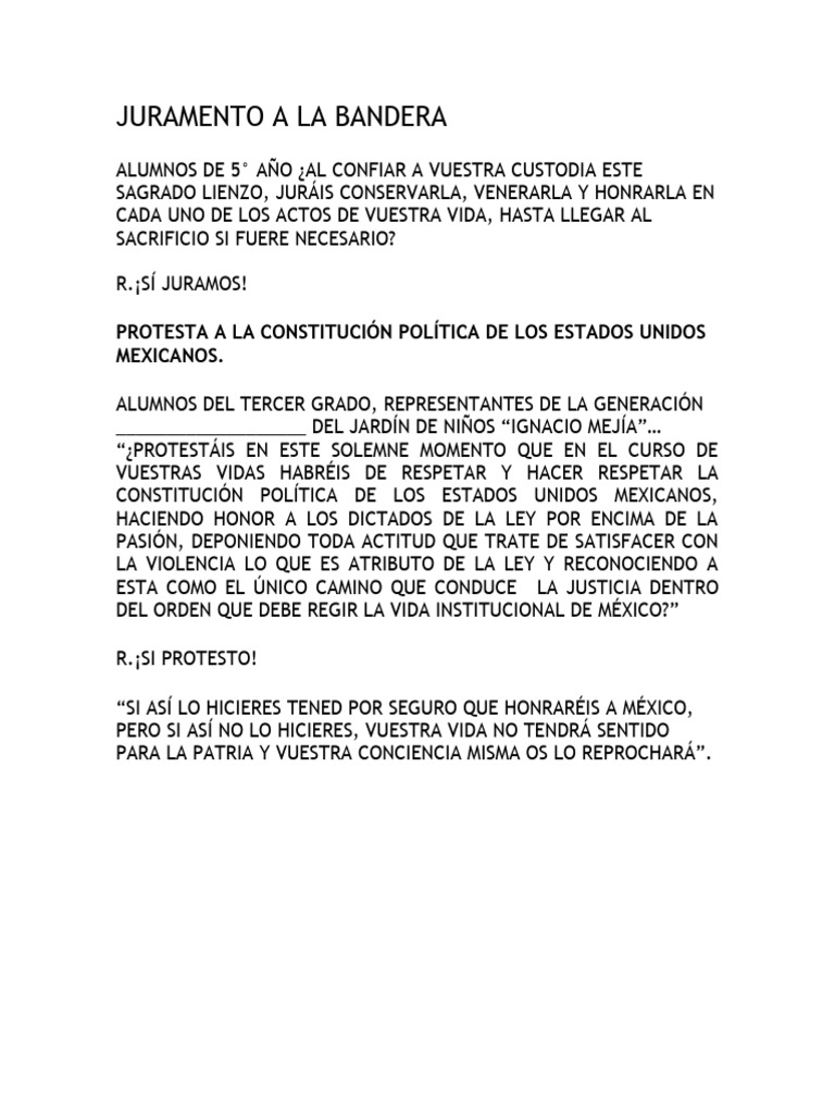 Juramento y Toma de Protesta Escolar | PDF | Ciencias sociales