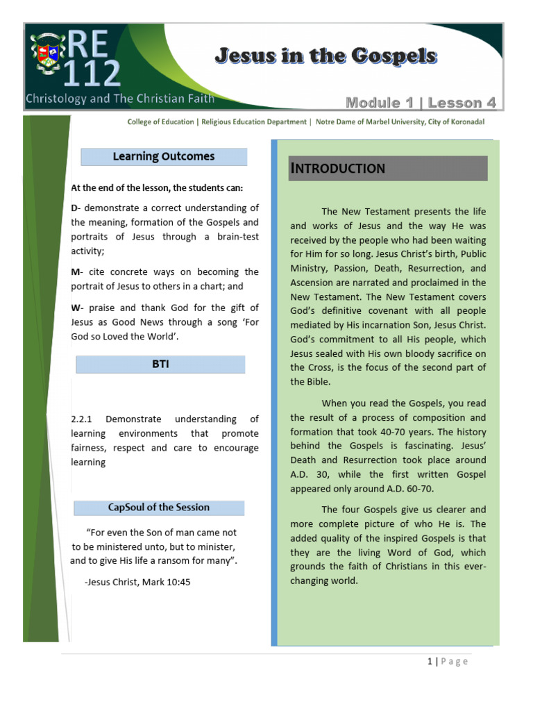 Understanding the Gospels of Jesus | PDF | Jesus | Gospel Of Matthew