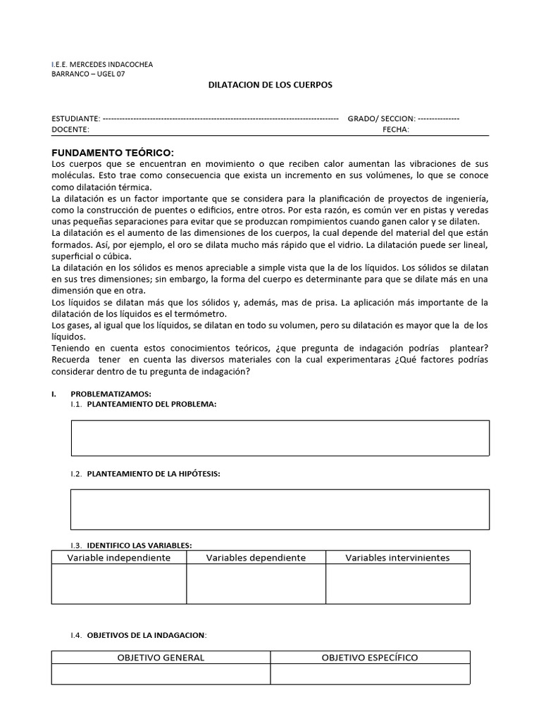 Dilatacion De Los Cuerpos Pdf Expansión Térmica Líquidos
