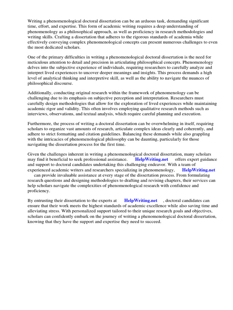 How To Write A Phenomenological Dissertation A Step By Step Guide Pdf
