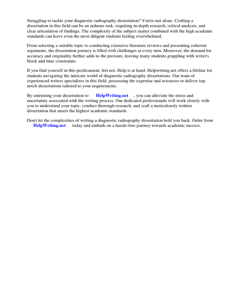 Diagnostic Radiography Dissertation Topics | PDF | Radiology | Medical ...