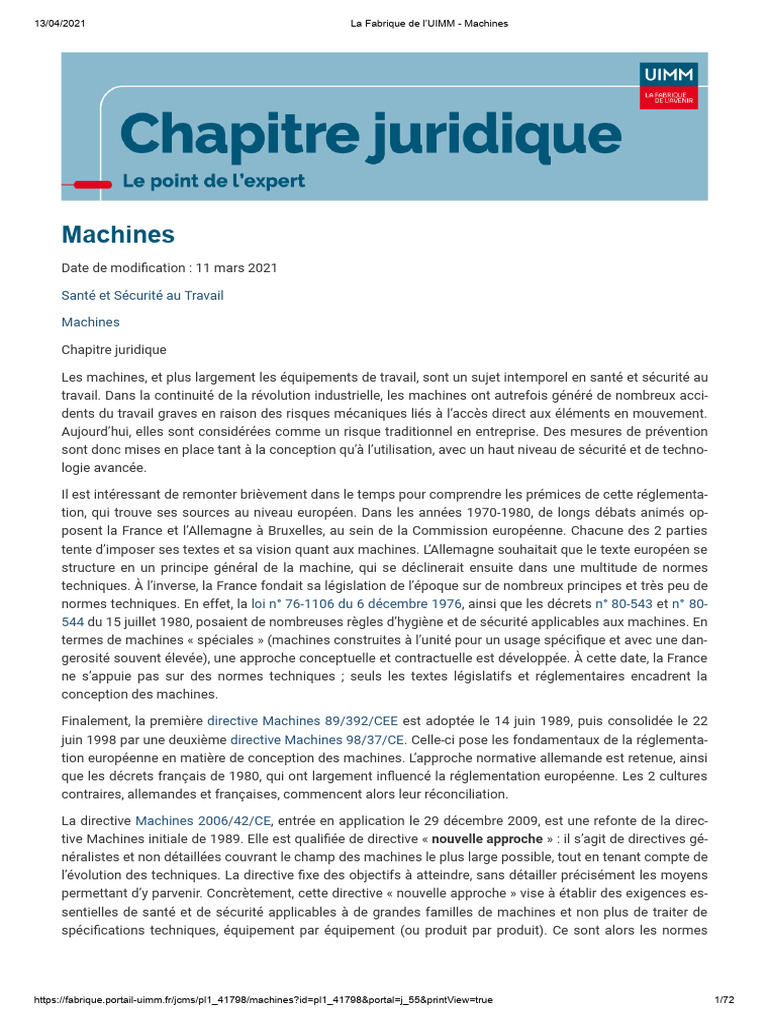 11 Mars 2021 - Machines | PDF | Directive (Union européenne) | Sécurité