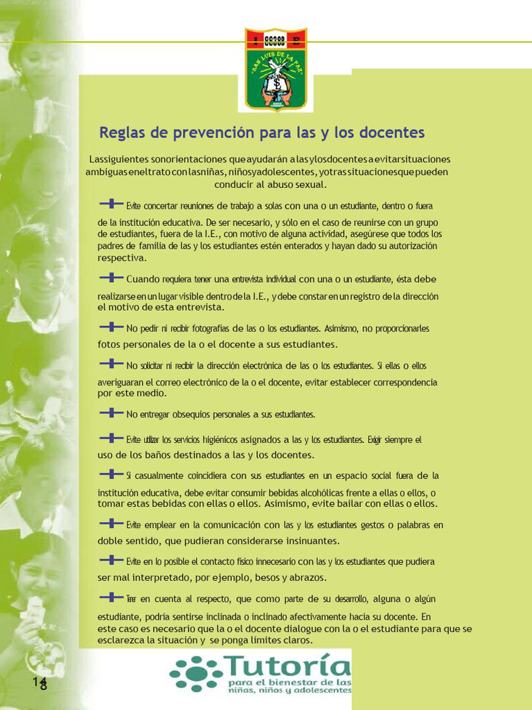10 Reglas de Prevención para Docentes | PDF | Relaciones personales ...