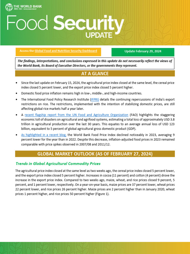 Global Agricultural Price Trends 2024 | PDF | Food Security | Inflation