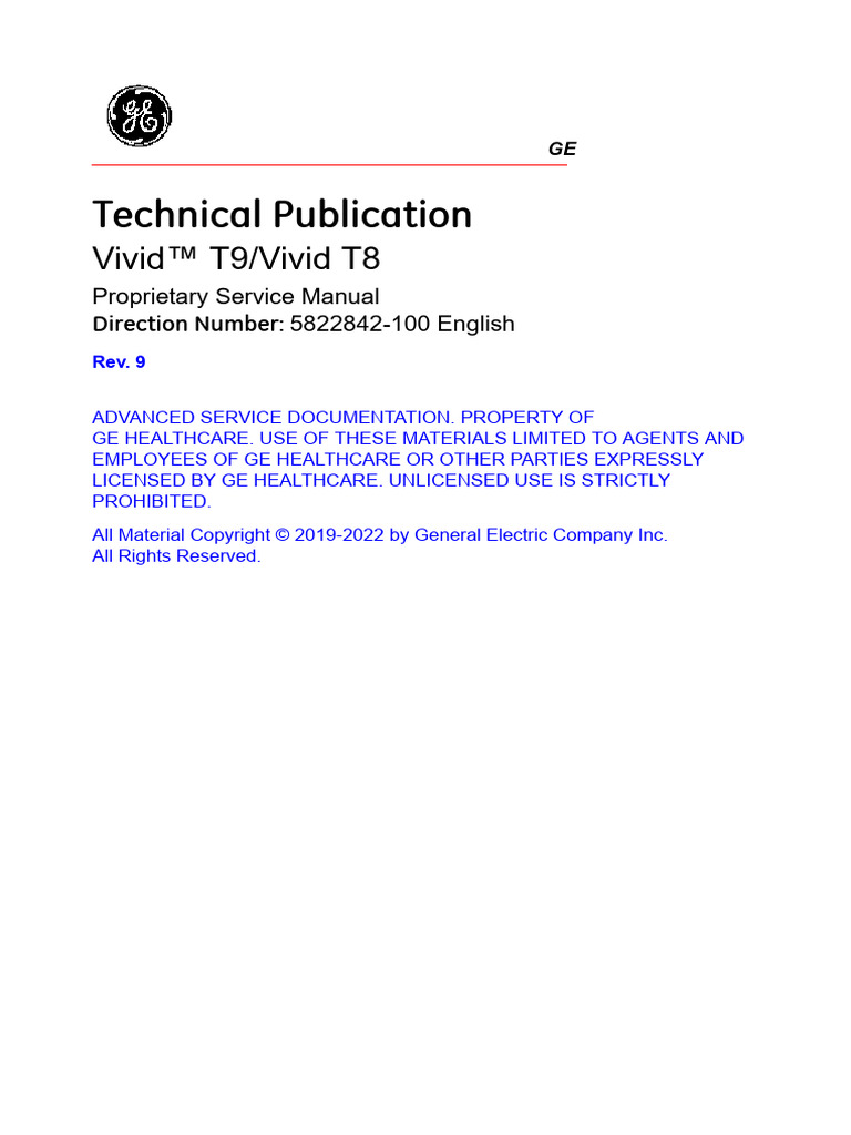 Vivid T8 - T9 R203 - 204 - 205 - 206 - 5822842-100 Rev 9 | PDF ...