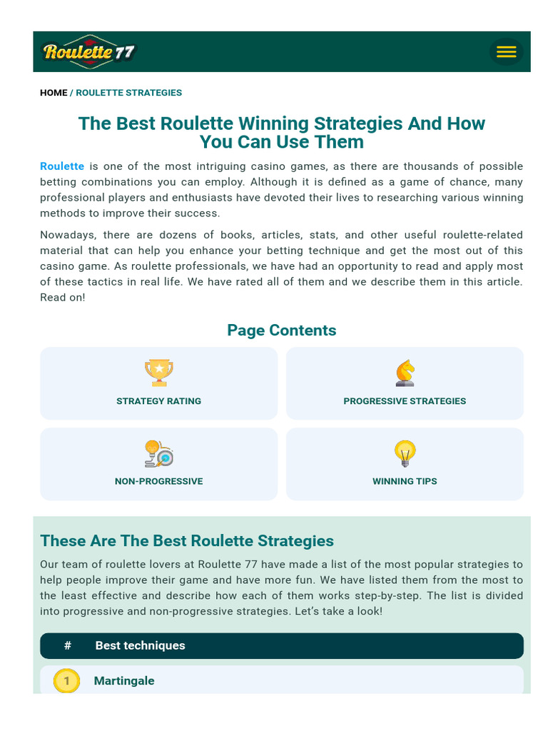The Best Roulette Winning Strategies PDF