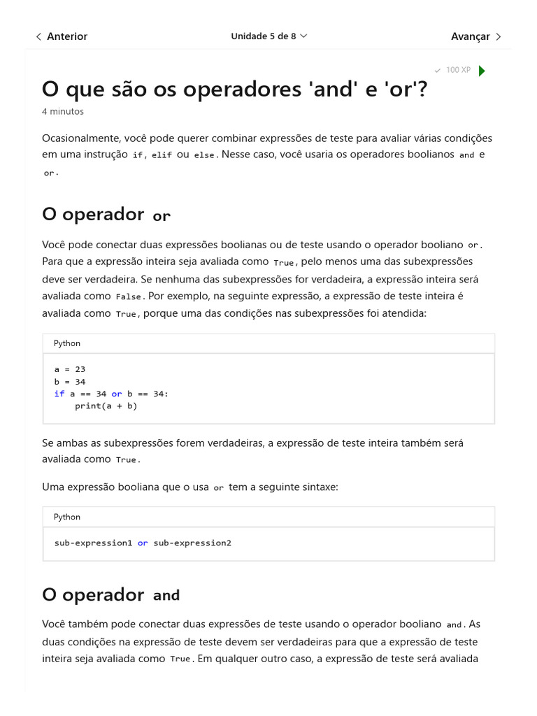 14 O que são os operadores 'and' e 'or'_ - Training _ Microsoft Learn ...