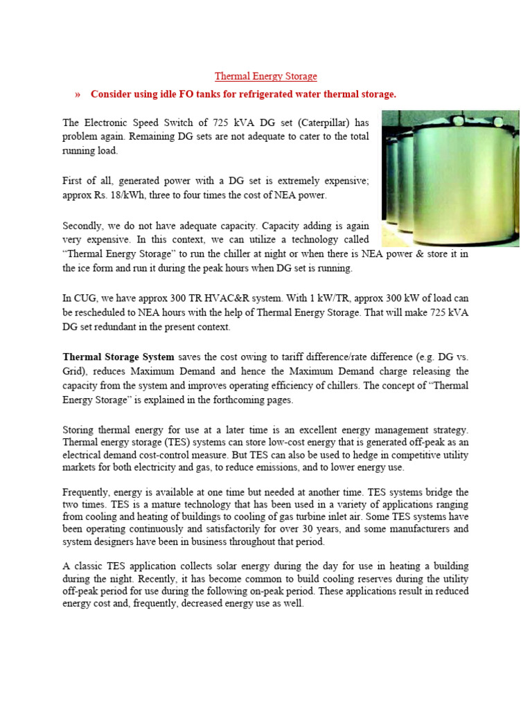 Thermal Energy Storage Pdf Energy Storage Sustainable Technologies