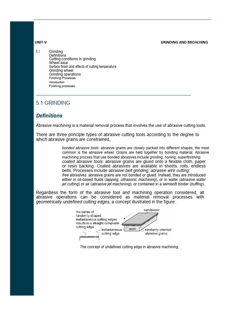 Unit-5 6 | Download Free PDF | Grinding (Abrasive Cutting) | Abrasive